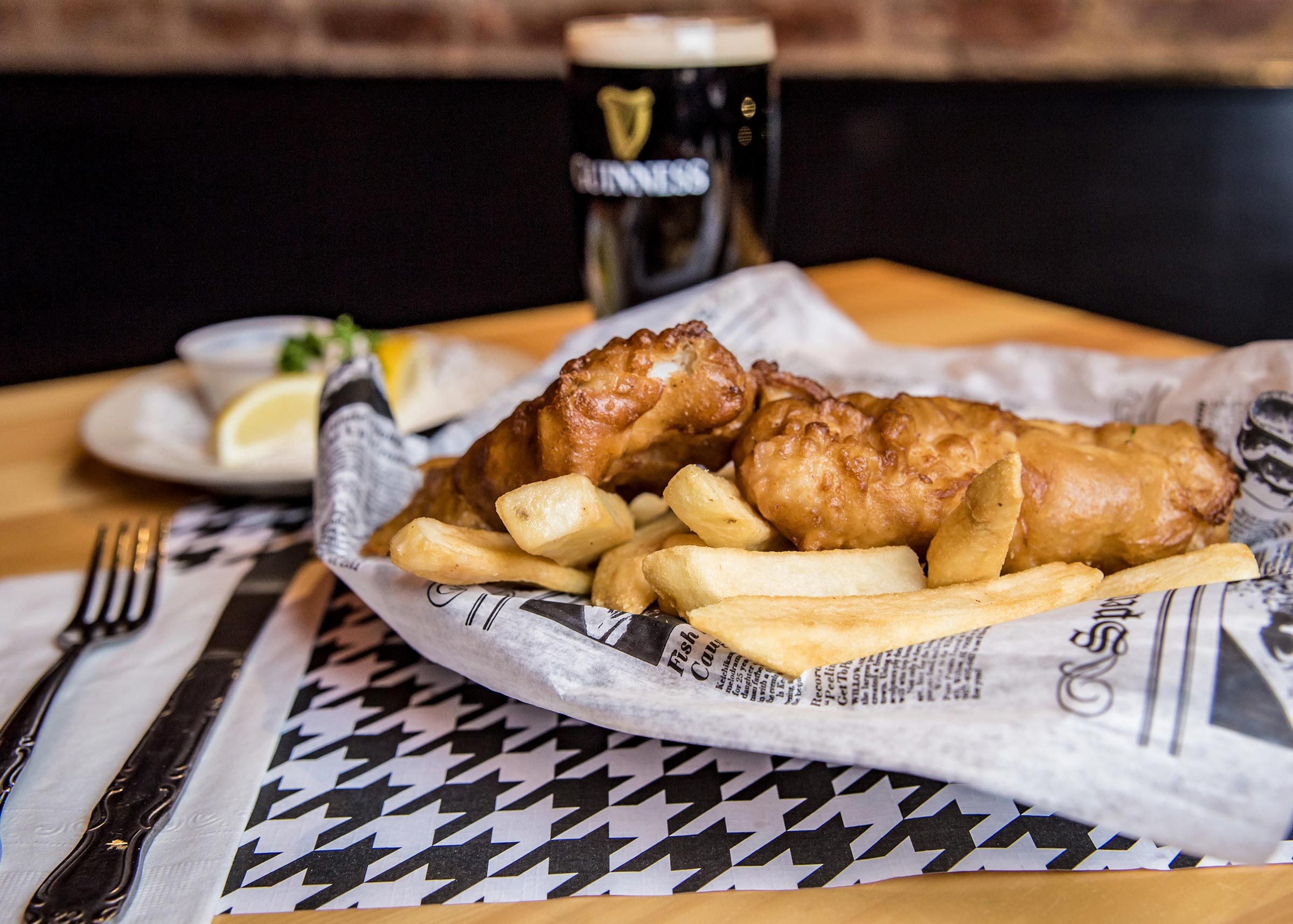 Plate of Fish & Chips and a Guiness Draught