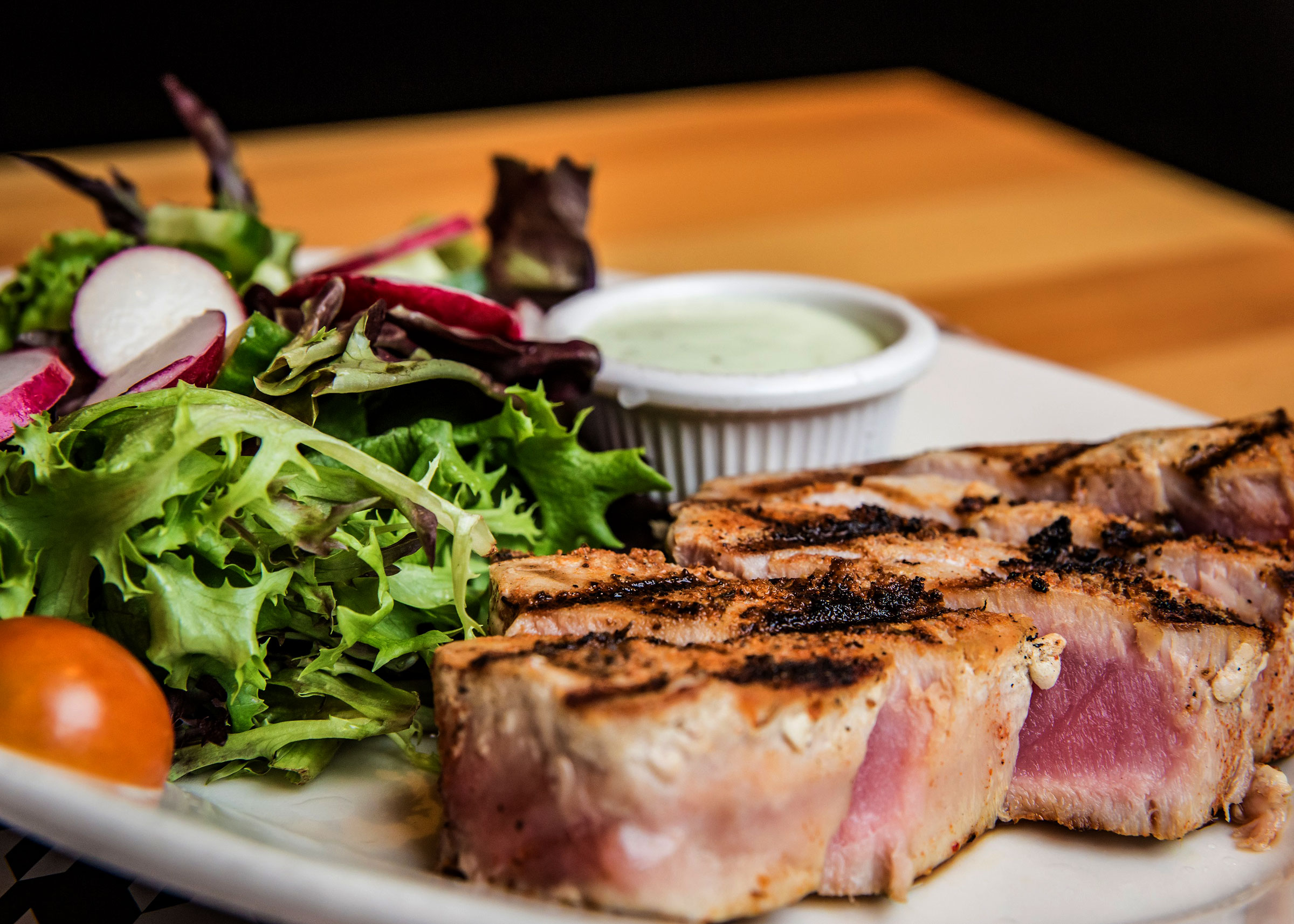 Grilled Tuna Steak with a side salad